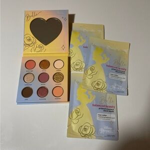 The crème shop eyeshadow palette and 3 face sheet masks